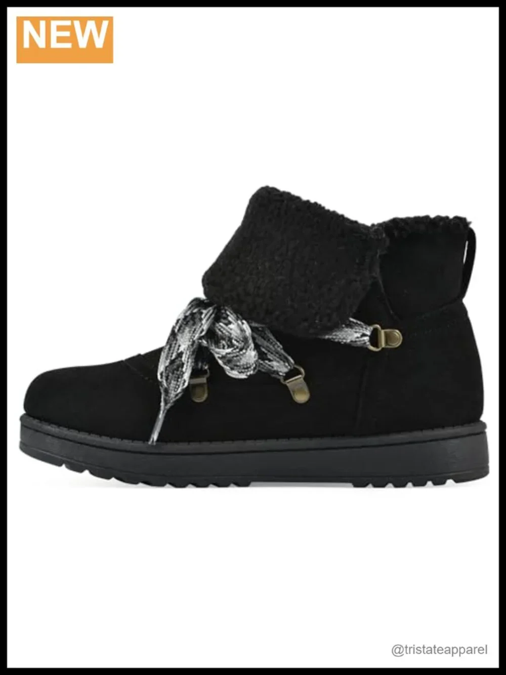 Faux Fur Lined Lace-up Ankle Booties Women's Comfortable Winter Boots